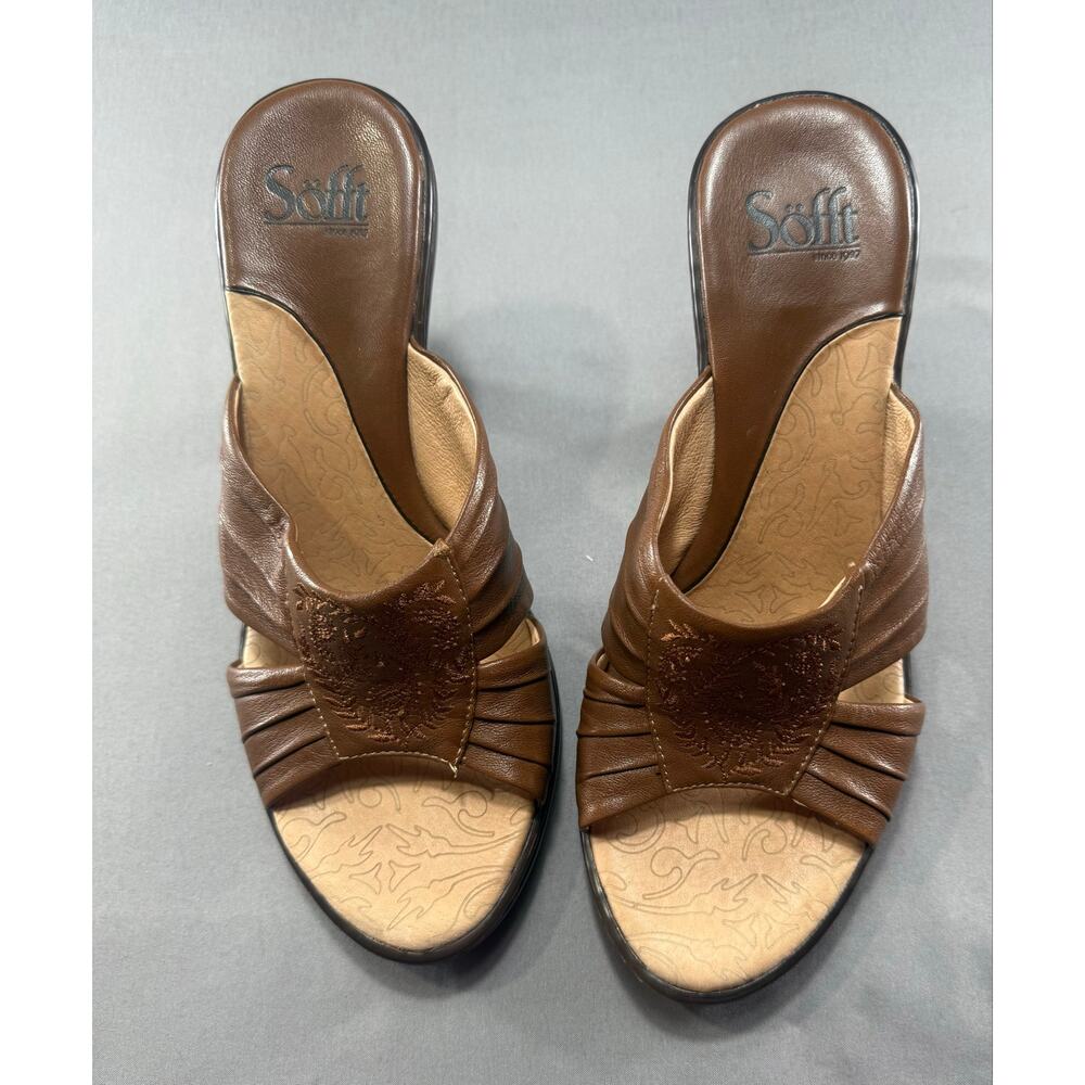 Söfft Noel Women’s Size 8M Tan Brown Leather Slide Sandals NIB Comfort Shoes